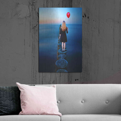 Luxe Metal Art 'A Girl And Red Balloon' by Ata Alishahi, Metal Wall Art,24x36