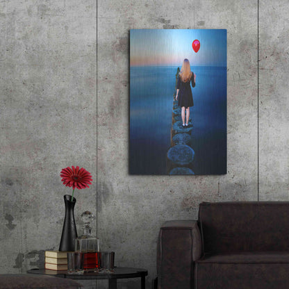 Luxe Metal Art 'A Girl And Red Balloon' by Ata Alishahi, Metal Wall Art,24x36
