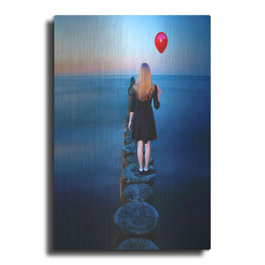 Luxe Metal Art 'A Girl And Red Balloon' by Ata Alishahi, Metal Wall Art