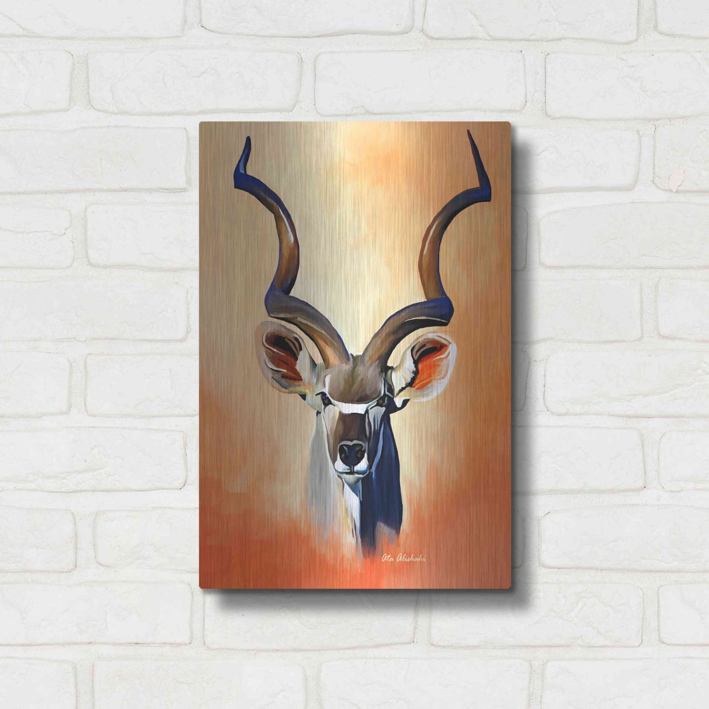 Luxe Metal Art 'Antelope Head' by Ata Alishahi, Metal Wall Art,12x16