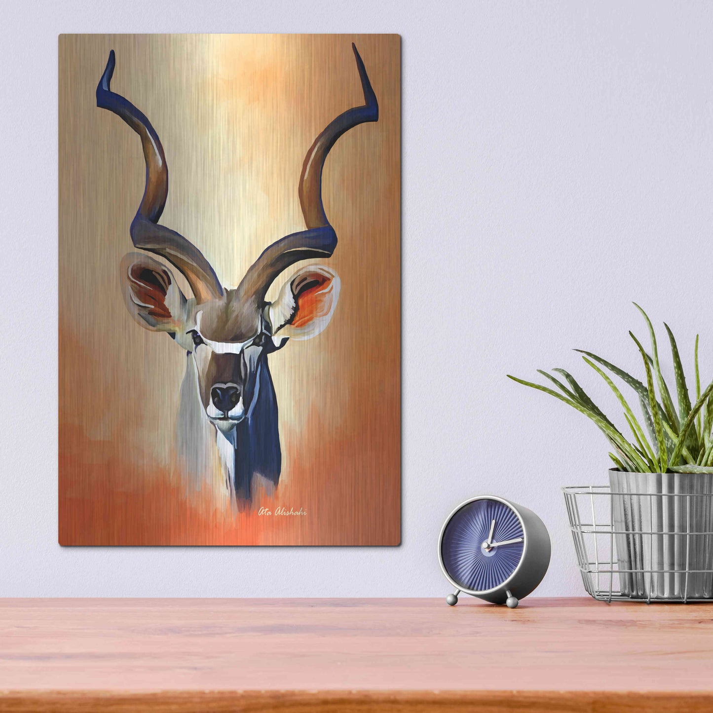 Luxe Metal Art 'Antelope Head' by Ata Alishahi, Metal Wall Art,12x16
