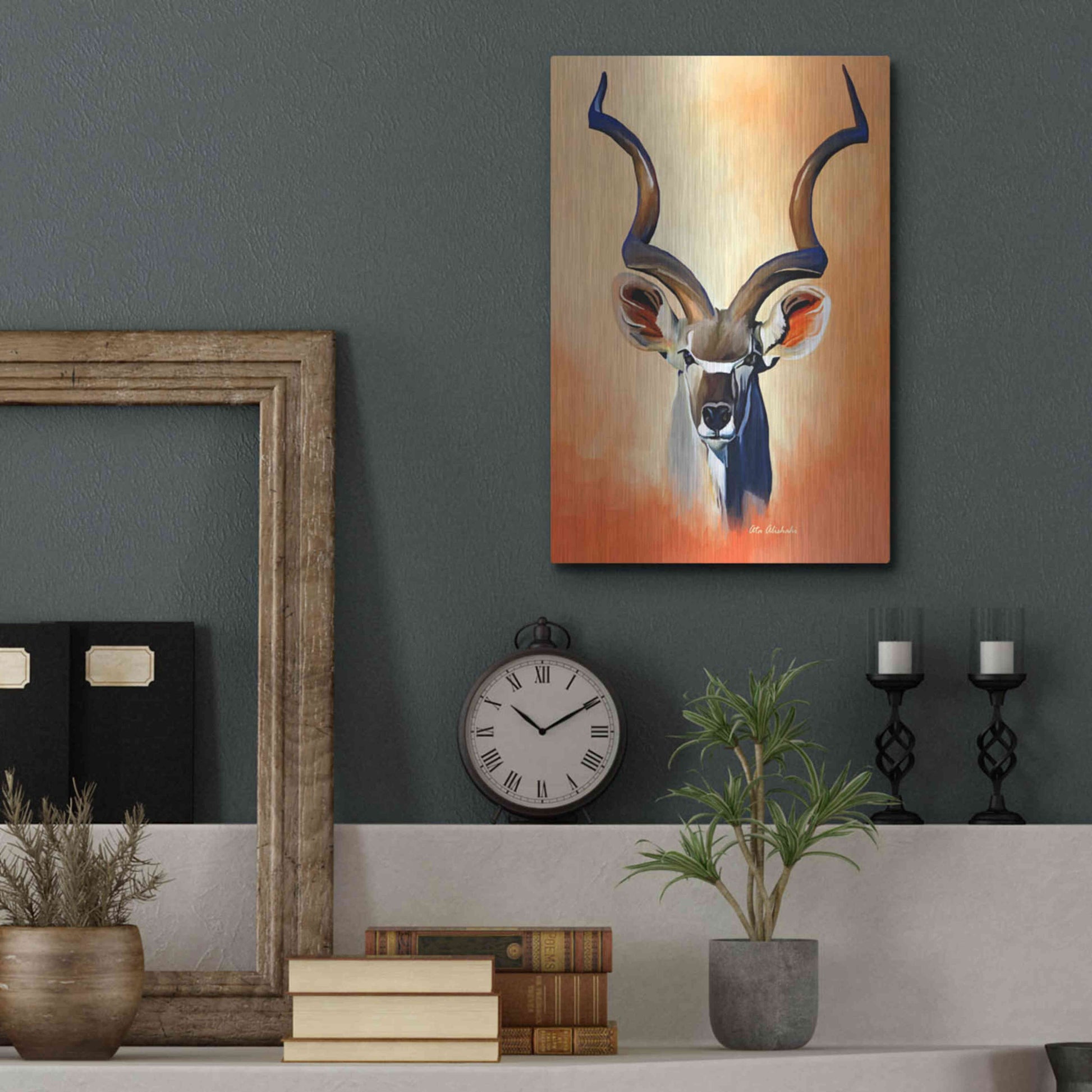 Luxe Metal Art 'Antelope Head' by Ata Alishahi, Metal Wall Art,12x16