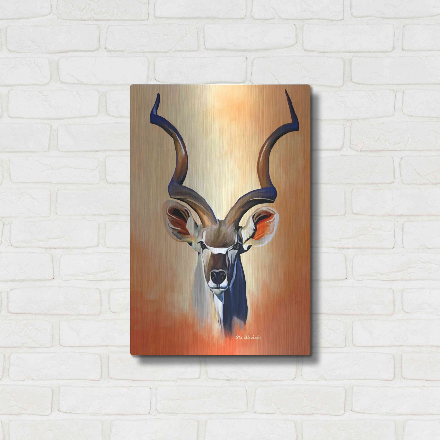 Luxe Metal Art 'Antelope Head' by Ata Alishahi, Metal Wall Art,16x24