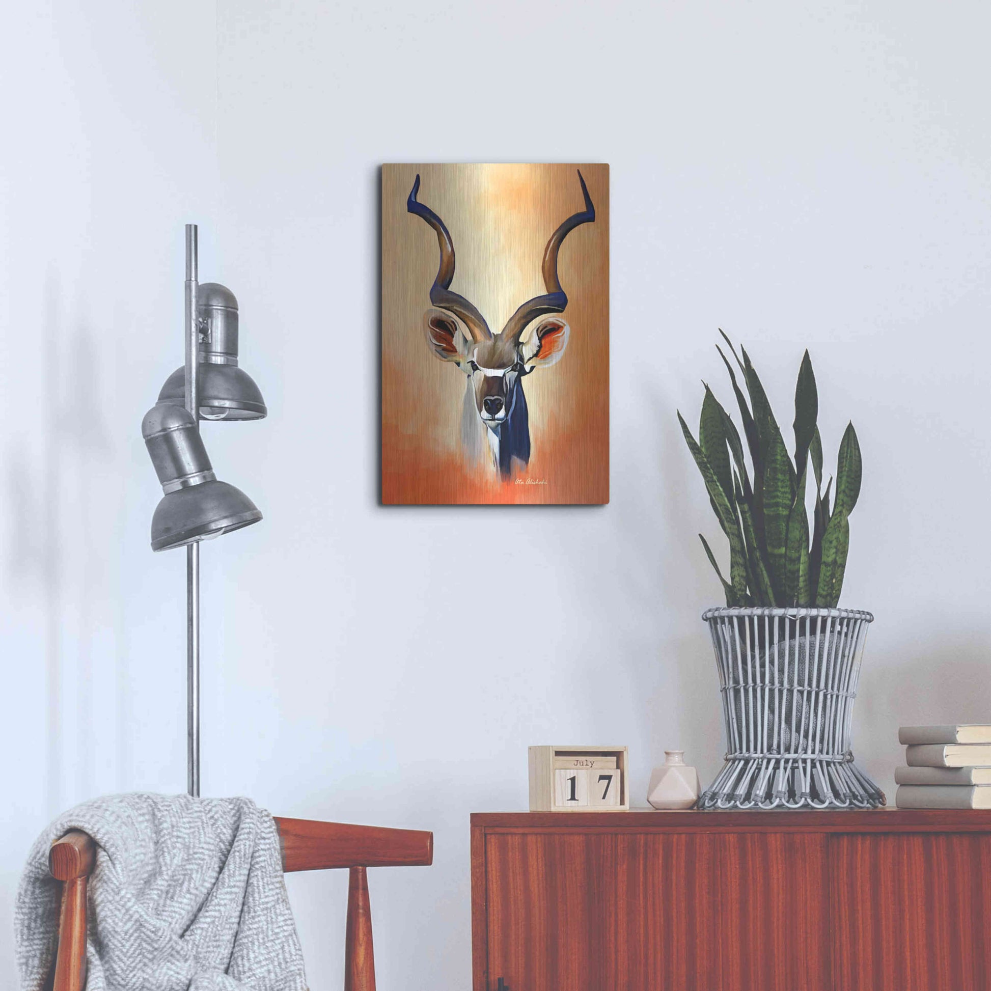 Luxe Metal Art 'Antelope Head' by Ata Alishahi, Metal Wall Art,16x24
