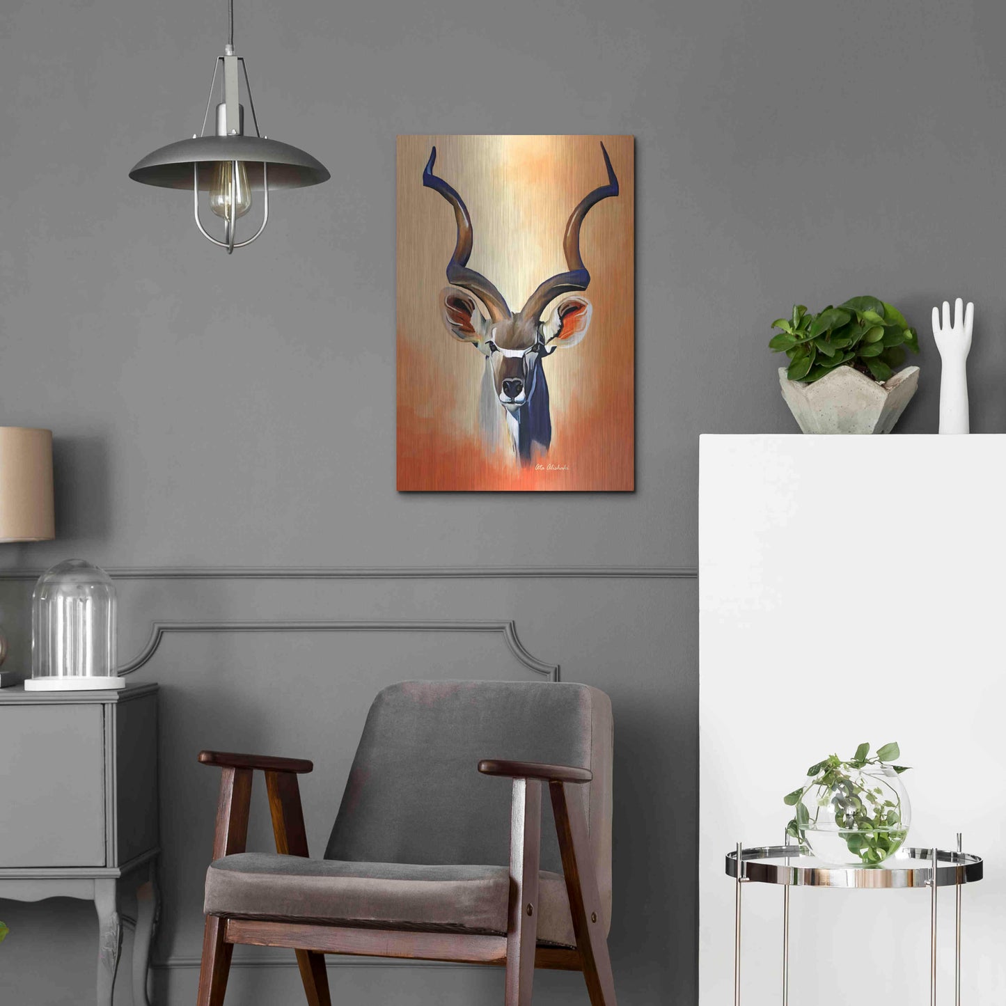 Luxe Metal Art 'Antelope Head' by Ata Alishahi, Metal Wall Art,16x24