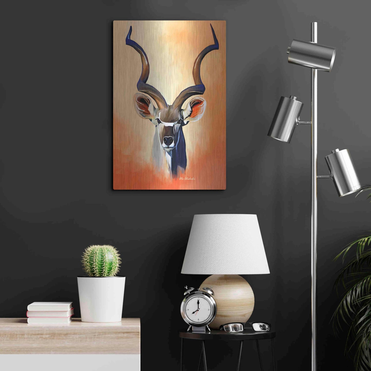 Luxe Metal Art 'Antelope Head' by Ata Alishahi, Metal Wall Art,16x24