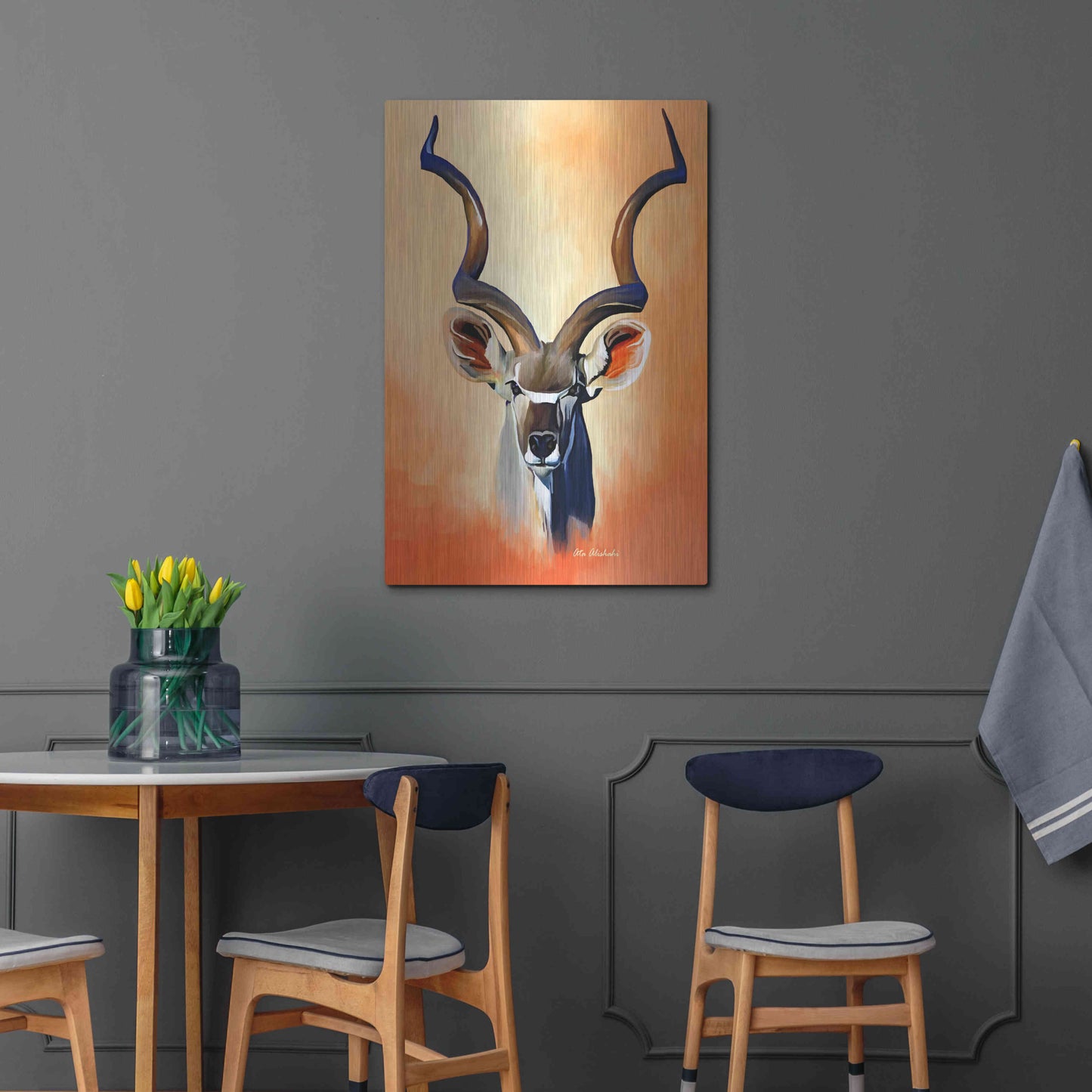Luxe Metal Art 'Antelope Head' by Ata Alishahi, Metal Wall Art,24x36