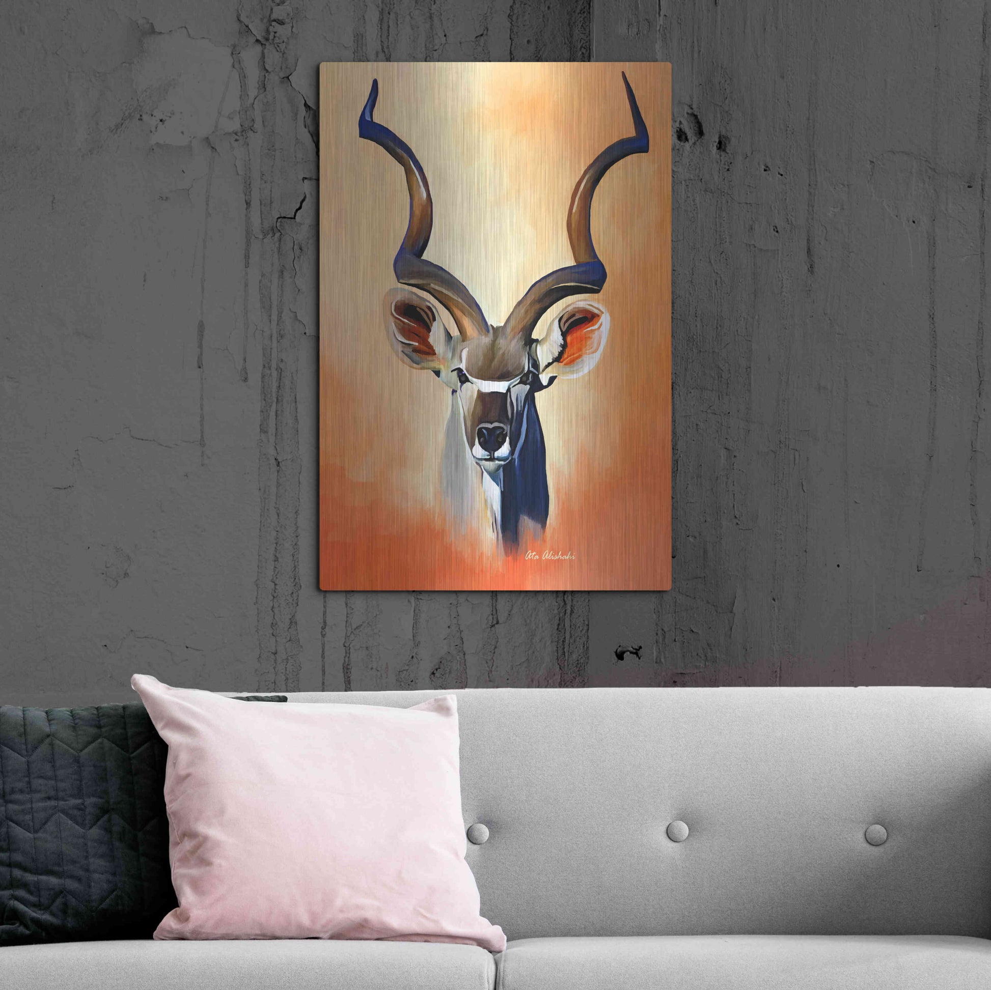 Luxe Metal Art 'Antelope Head' by Ata Alishahi, Metal Wall Art,24x36