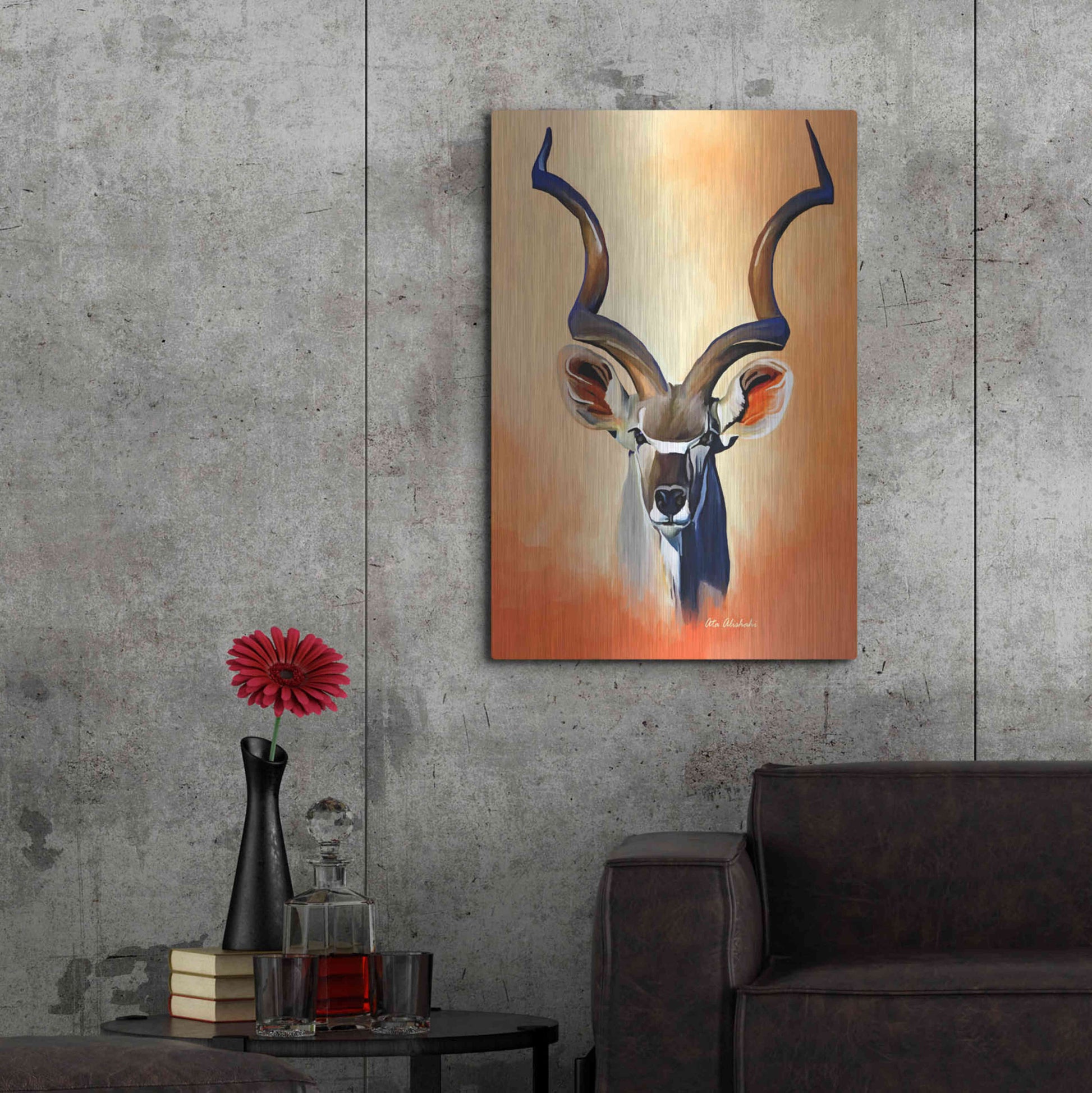 Luxe Metal Art 'Antelope Head' by Ata Alishahi, Metal Wall Art,24x36