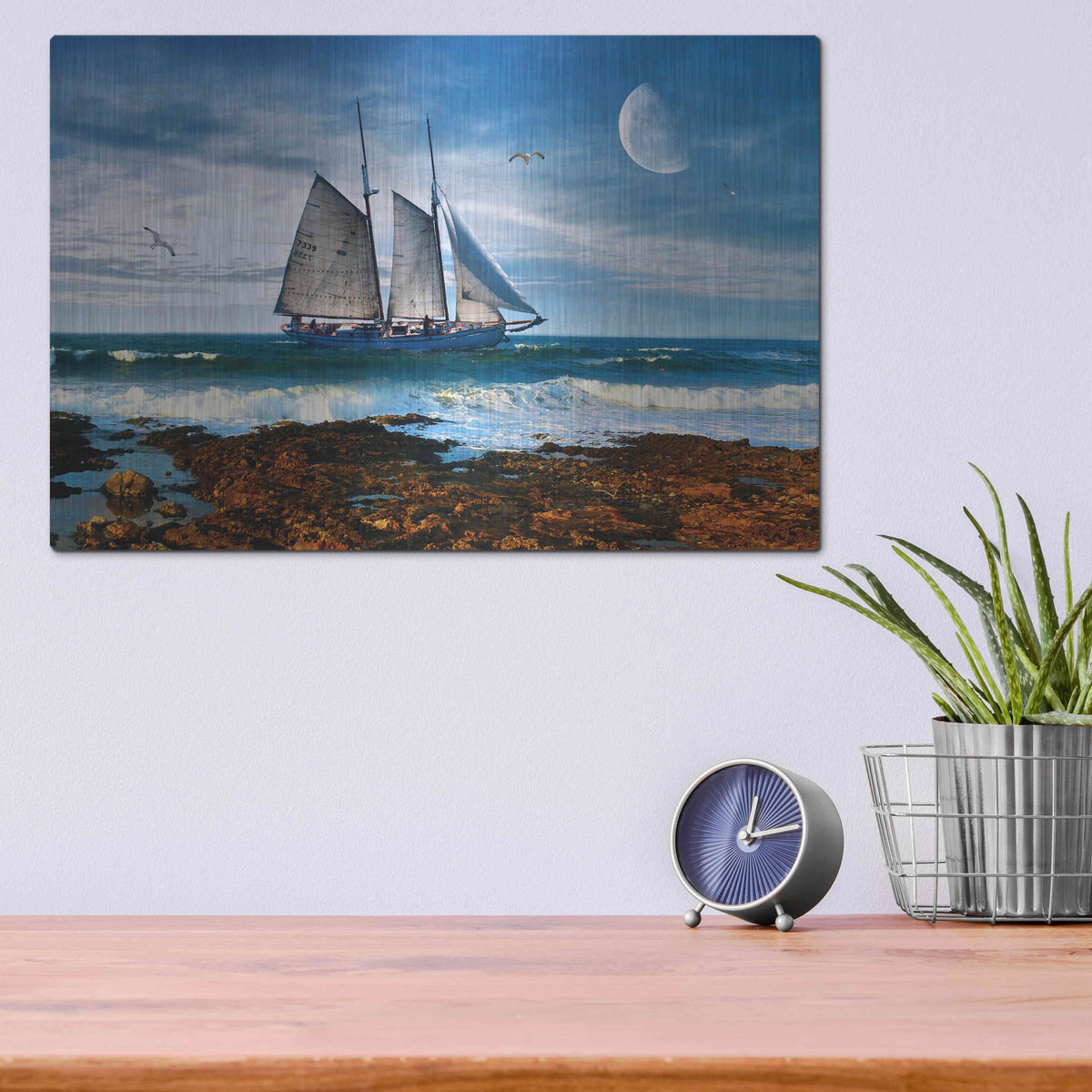 Luxe Metal Art 'Seascape' by Ata Alishahi, Metal Wall Art,16x12