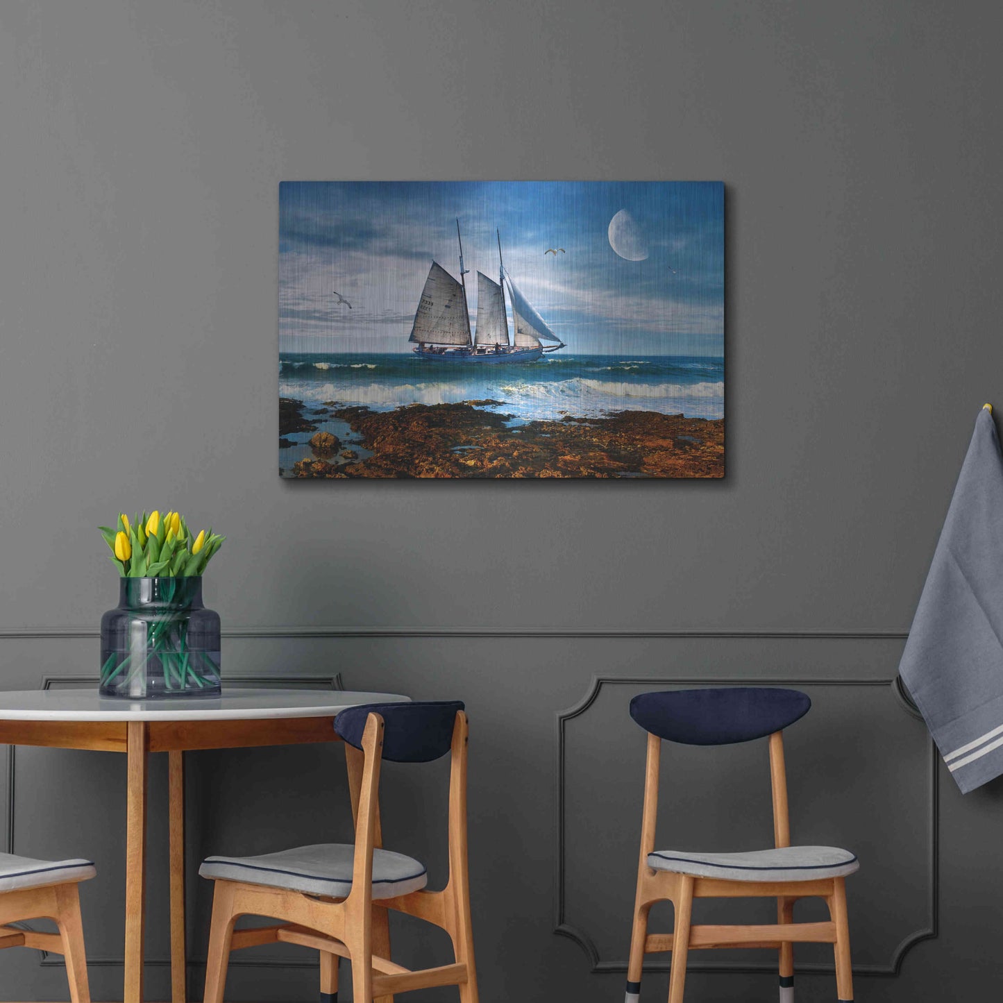 Luxe Metal Art 'Seascape' by Ata Alishahi, Metal Wall Art,36x24