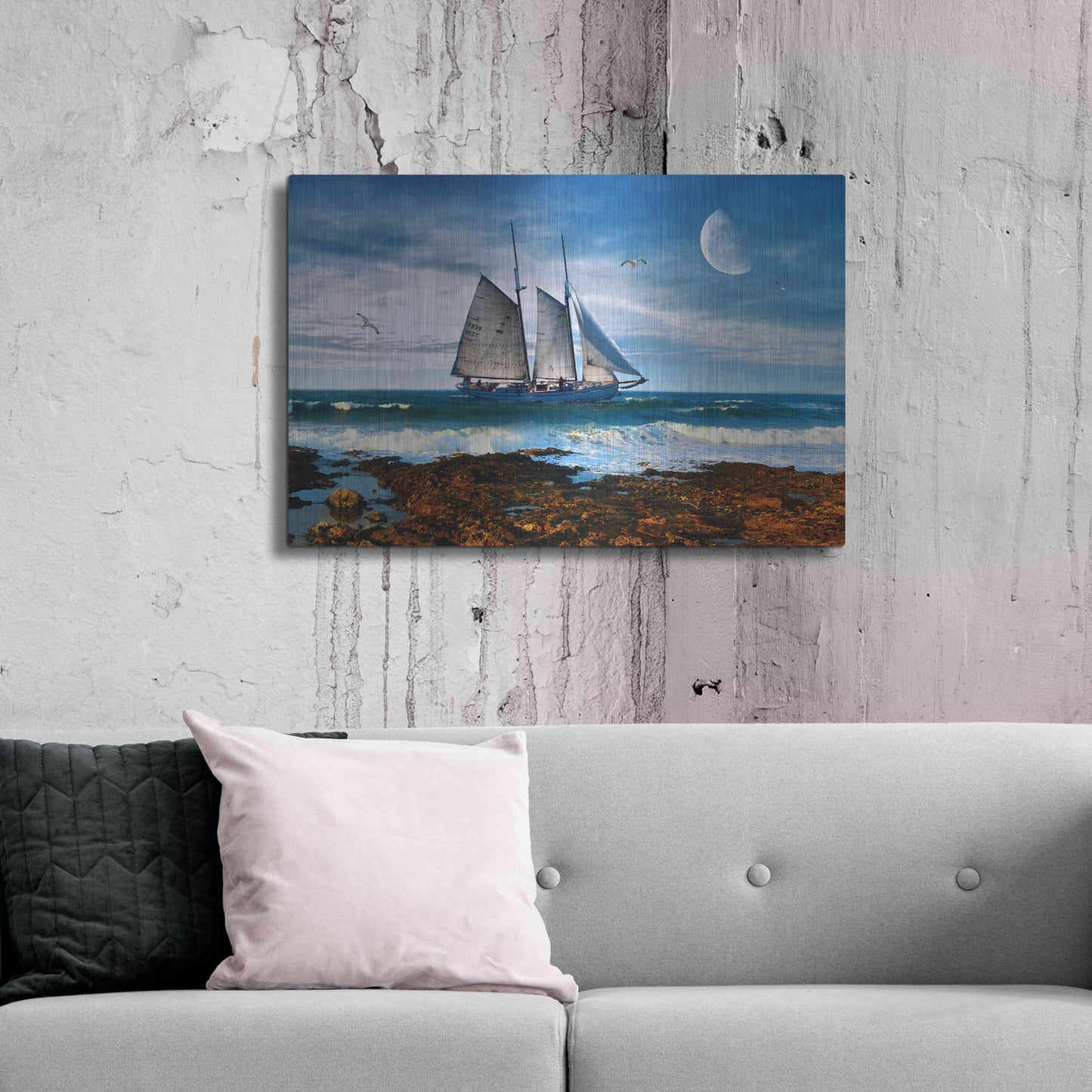 Luxe Metal Art 'Seascape' by Ata Alishahi, Metal Wall Art,36x24