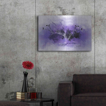 Luxe Metal Art 'Dead Tree And Black Birds' by Ata Alishahi, Metal Wall Art,36x24