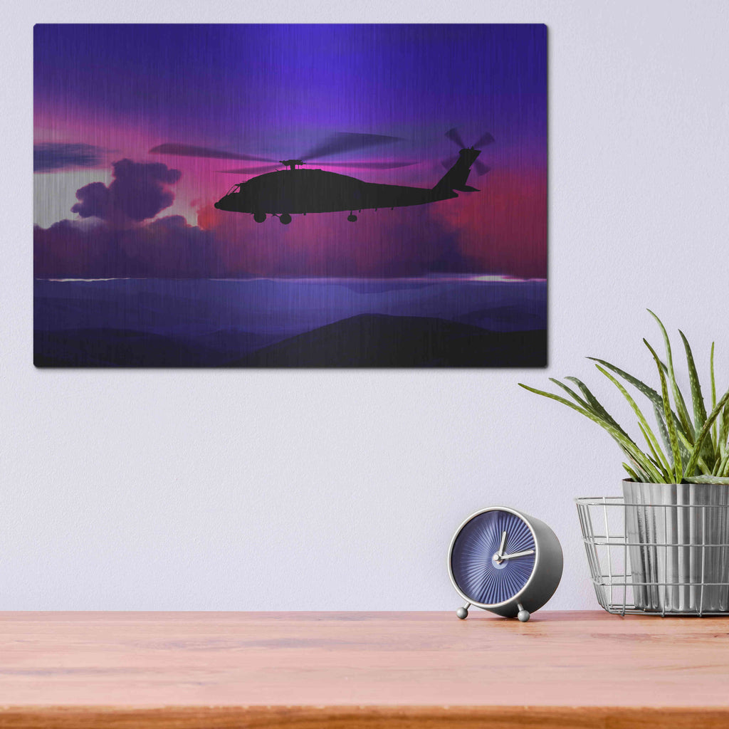 Luxe Metal Art 'Helicopter' by Ata Alishahi, Metal Wall Art,16x12