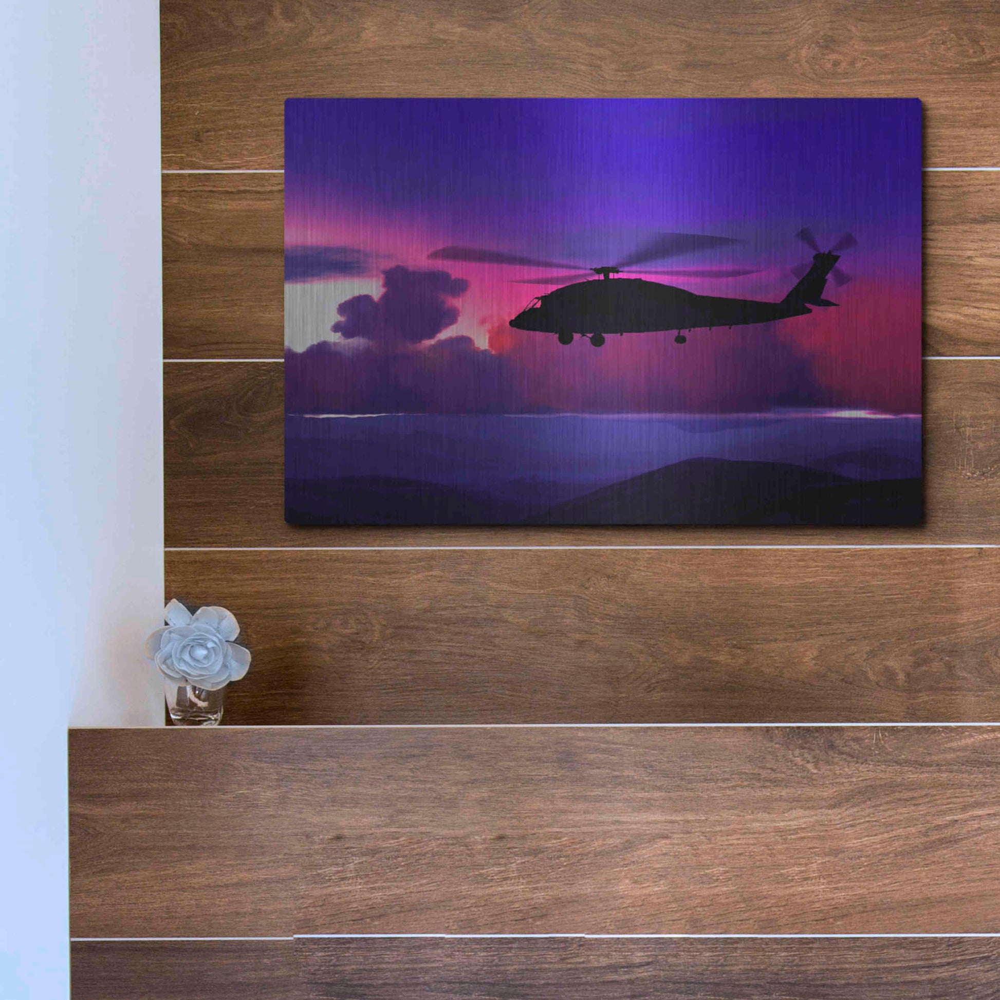 Luxe Metal Art 'Helicopter' by Ata Alishahi, Metal Wall Art,16x12