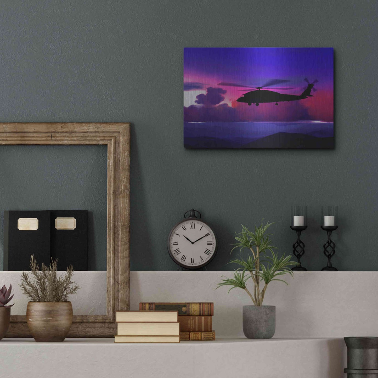 Luxe Metal Art 'Helicopter' by Ata Alishahi, Metal Wall Art,16x12