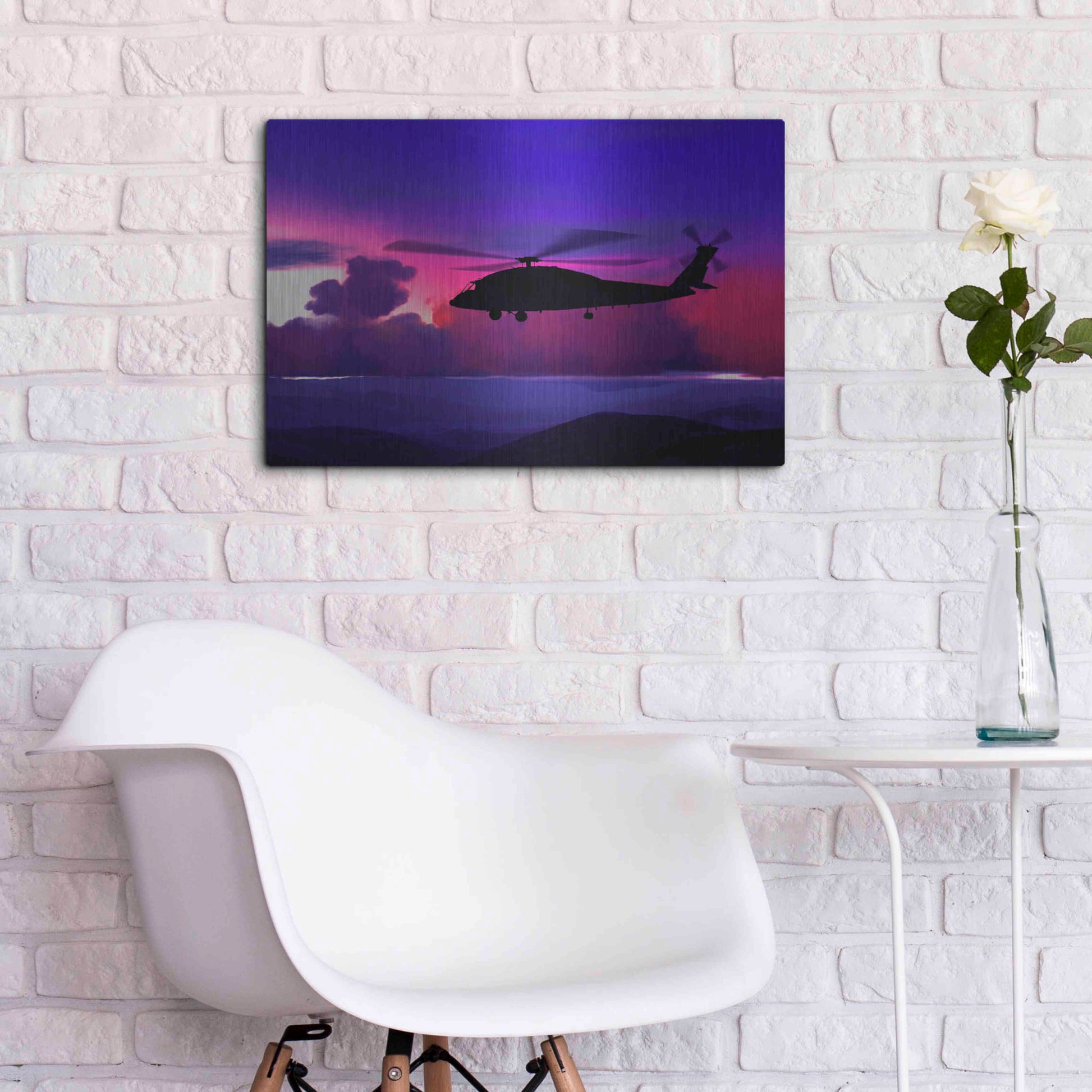 Luxe Metal Art 'Helicopter' by Ata Alishahi, Metal Wall Art,24x16