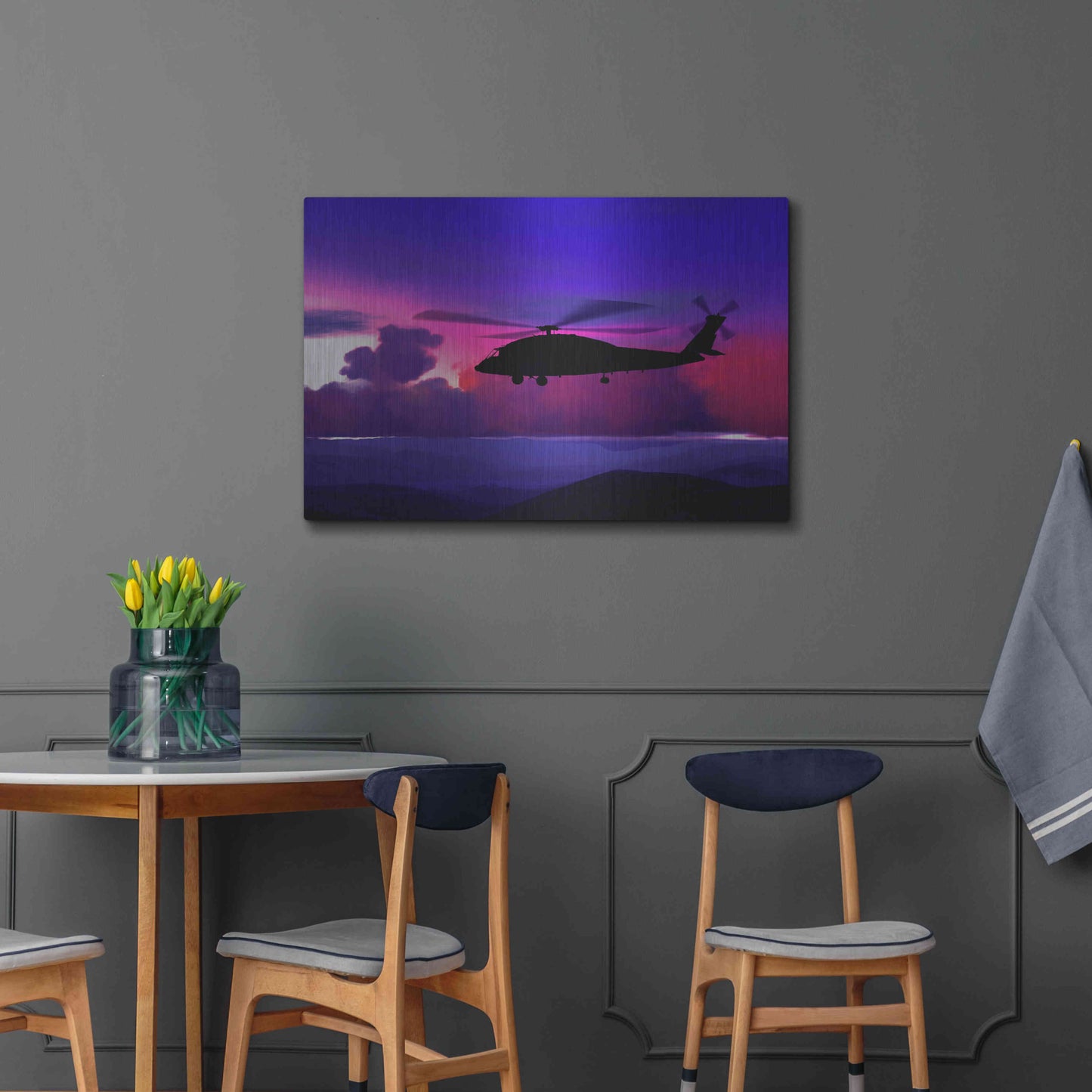 Luxe Metal Art 'Helicopter' by Ata Alishahi, Metal Wall Art,36x24