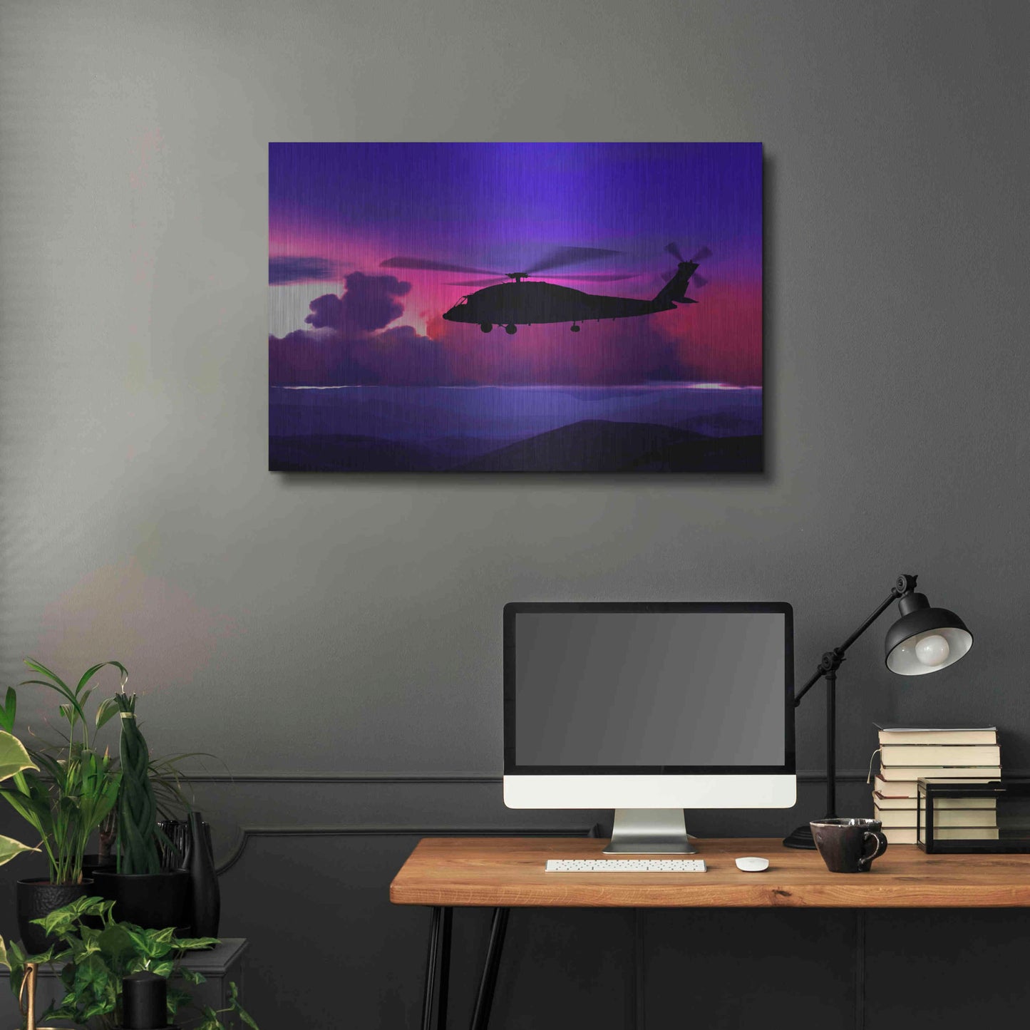 Luxe Metal Art 'Helicopter' by Ata Alishahi, Metal Wall Art,36x24