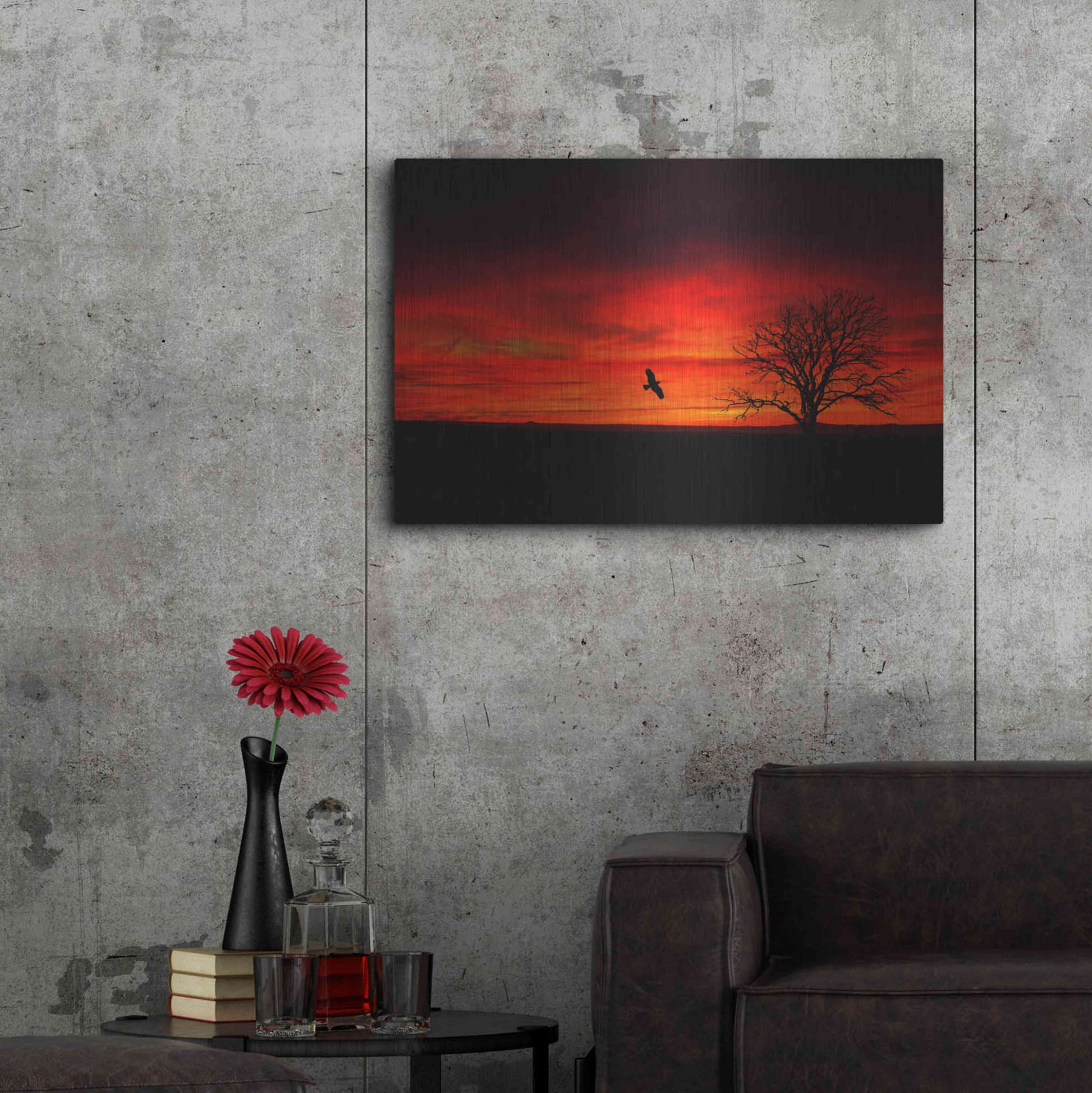 Luxe Metal Art 'Lone Tree And A Bird' by Ata Alishahi, Metal Wall Art,36x24