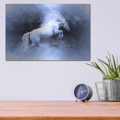 Luxe Metal Art 'White Horse' by Ata Alishahi, Metal Wall Art,16x12