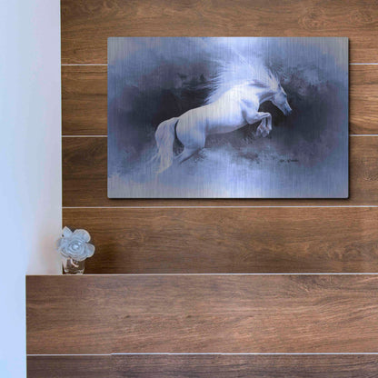 Luxe Metal Art 'White Horse' by Ata Alishahi, Metal Wall Art,16x12