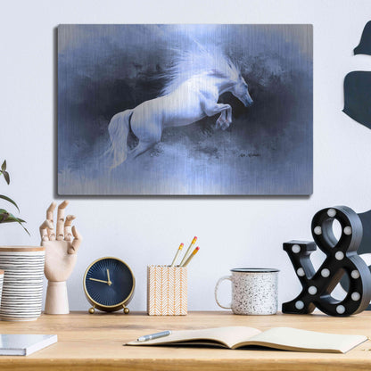 Luxe Metal Art 'White Horse' by Ata Alishahi, Metal Wall Art,16x12