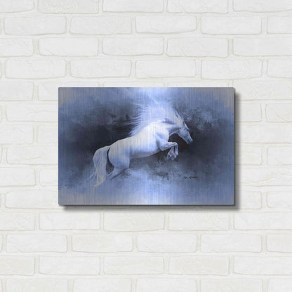 Luxe Metal Art 'White Horse' by Ata Alishahi, Metal Wall Art,24x16