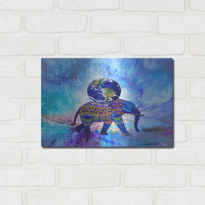 Luxe Metal Art 'Earth On Elephant' by Ata Alishahi, Metal Wall Art,16x12