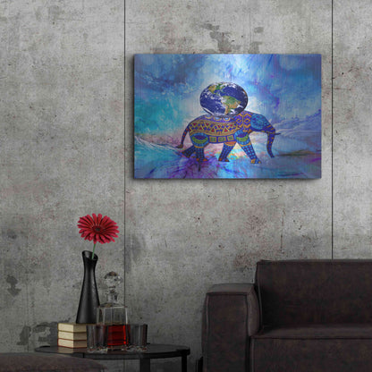 Luxe Metal Art 'Earth On Elephant' by Ata Alishahi, Metal Wall Art,36x24