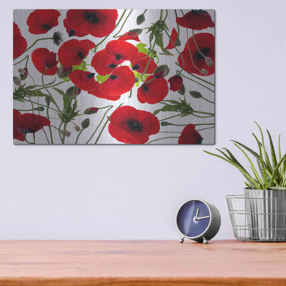 Luxe Metal Art 'Poppy Flower' by Ata Alishahi, Metal Wall Art,16x12