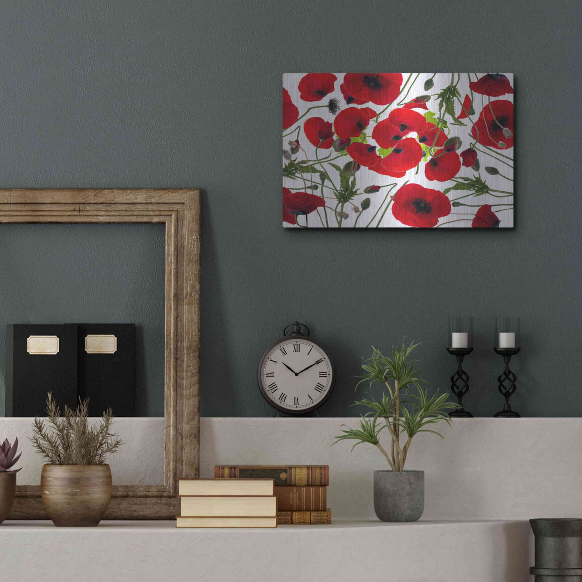 Luxe Metal Art 'Poppy Flower' by Ata Alishahi, Metal Wall Art,16x12