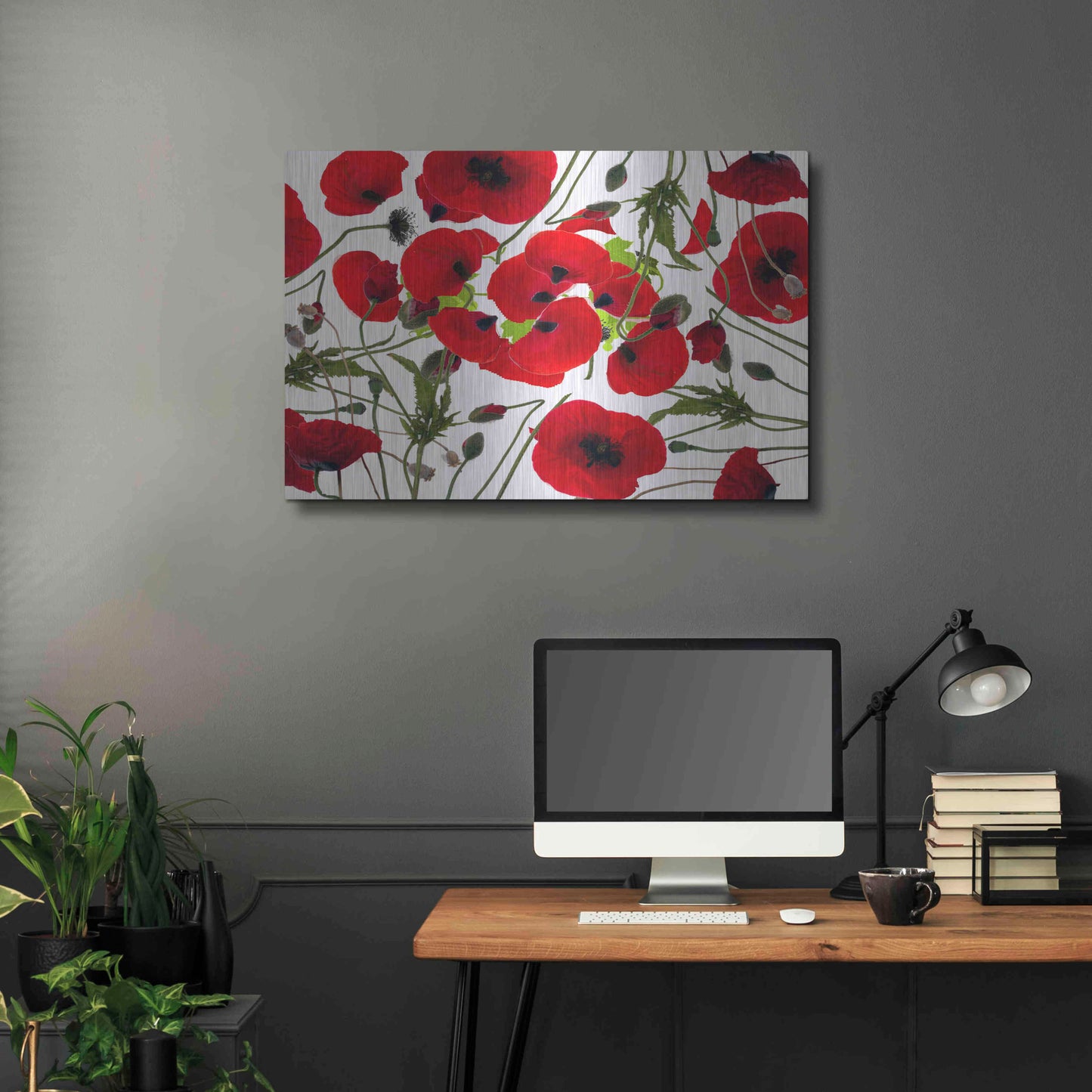 Luxe Metal Art 'Poppy Flower' by Ata Alishahi, Metal Wall Art,36x24