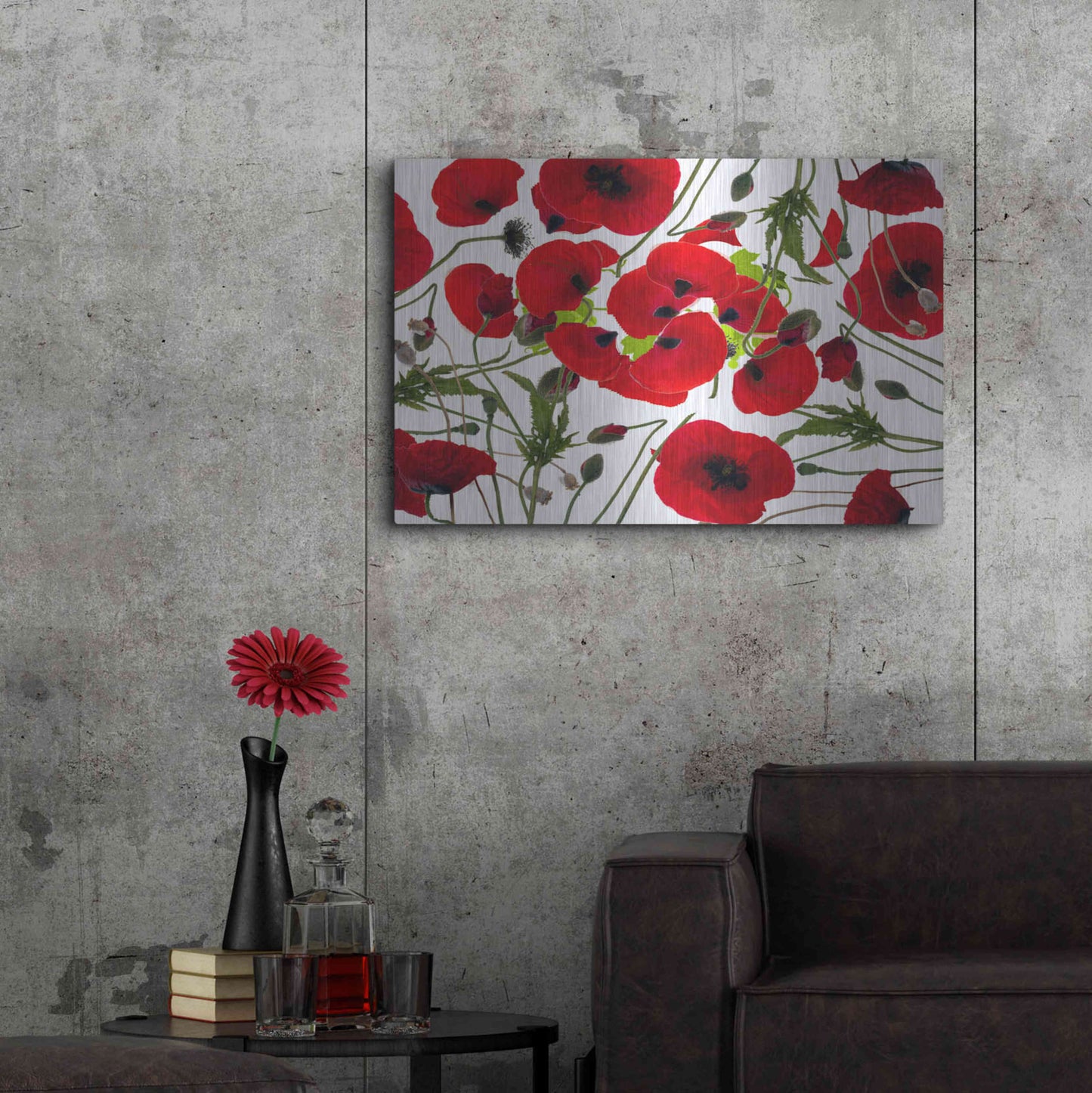 Luxe Metal Art 'Poppy Flower' by Ata Alishahi, Metal Wall Art,36x24