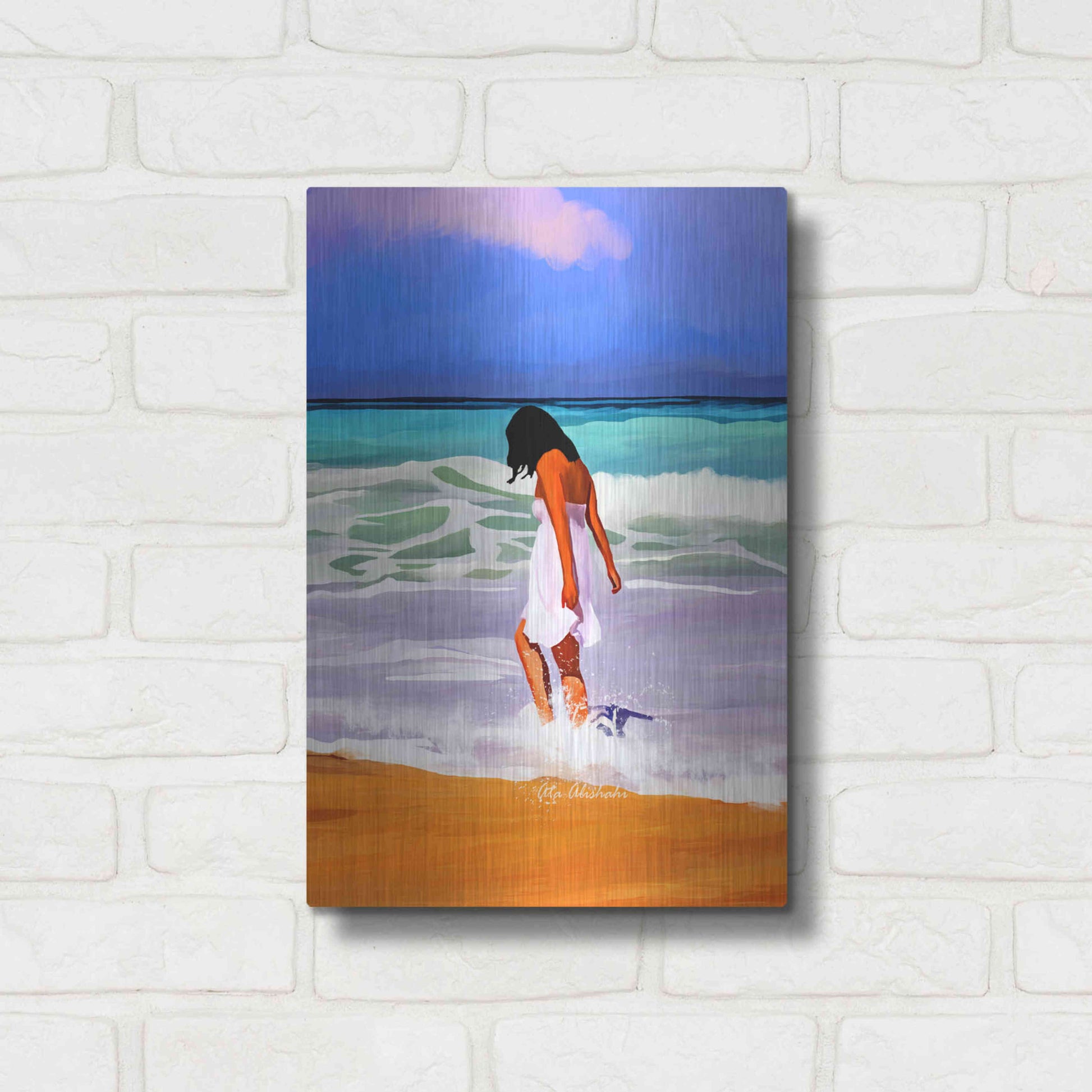 Luxe Metal Art 'Beach Day' by Ata Alishahi, Metal Wall Art,12x16