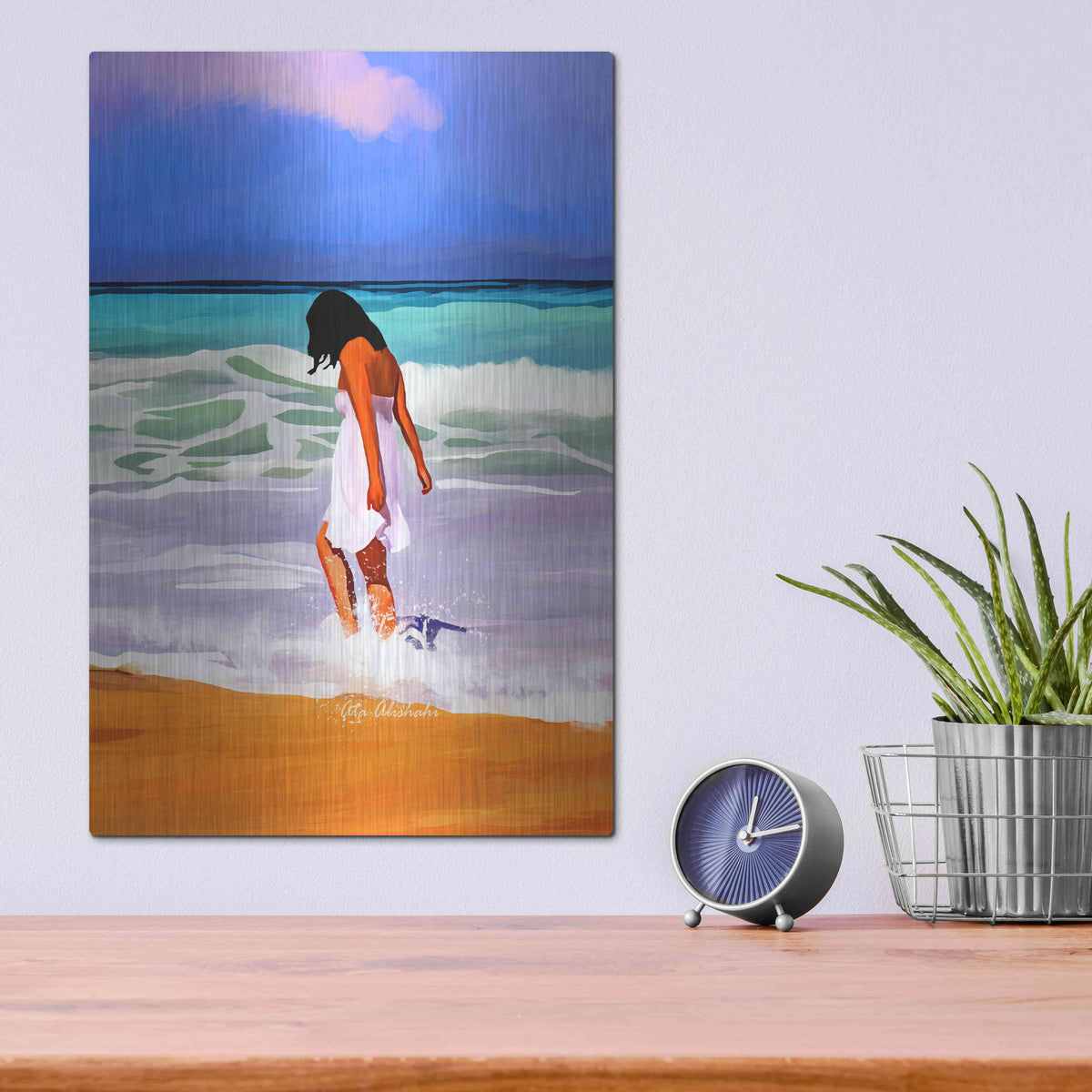 Luxe Metal Art 'Beach Day' by Ata Alishahi, Metal Wall Art,12x16
