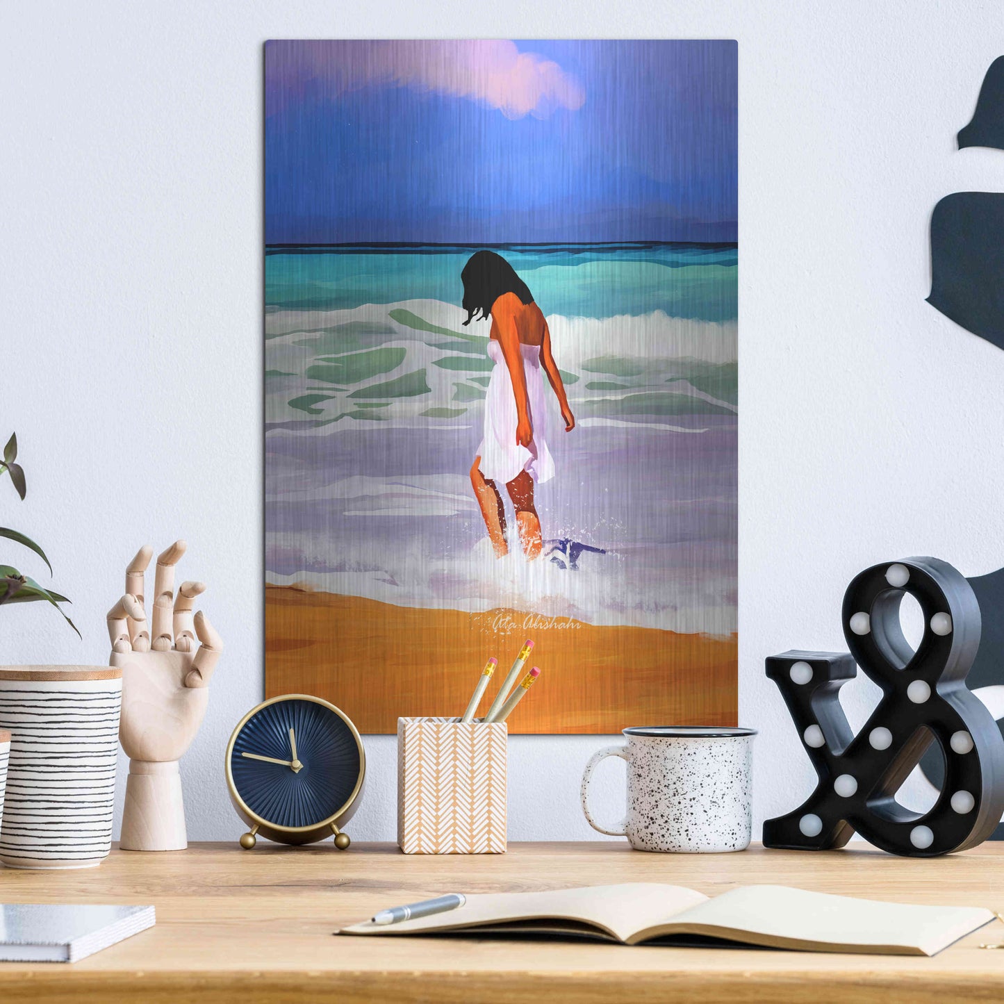 Luxe Metal Art 'Beach Day' by Ata Alishahi, Metal Wall Art,12x16