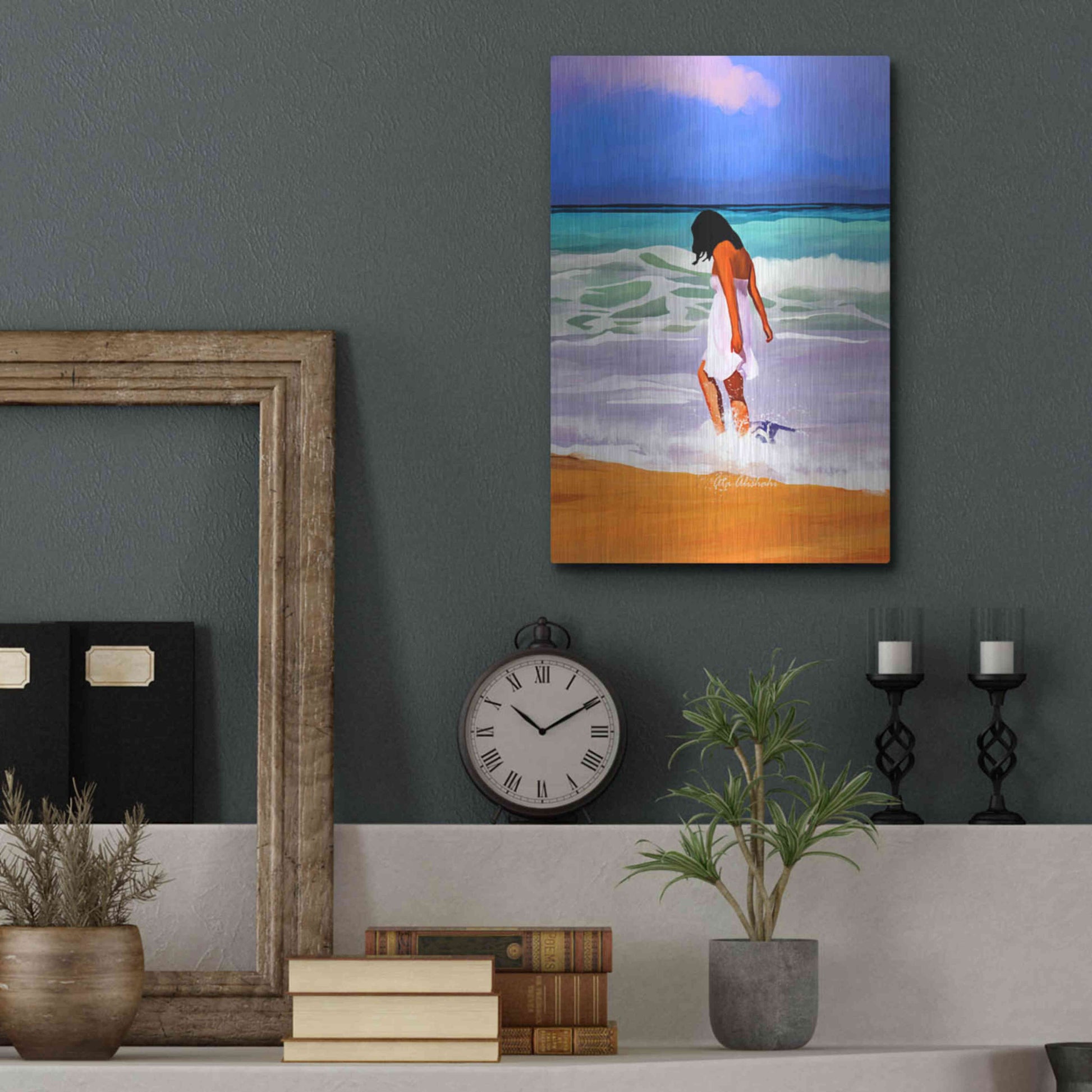 Luxe Metal Art 'Beach Day' by Ata Alishahi, Metal Wall Art,12x16