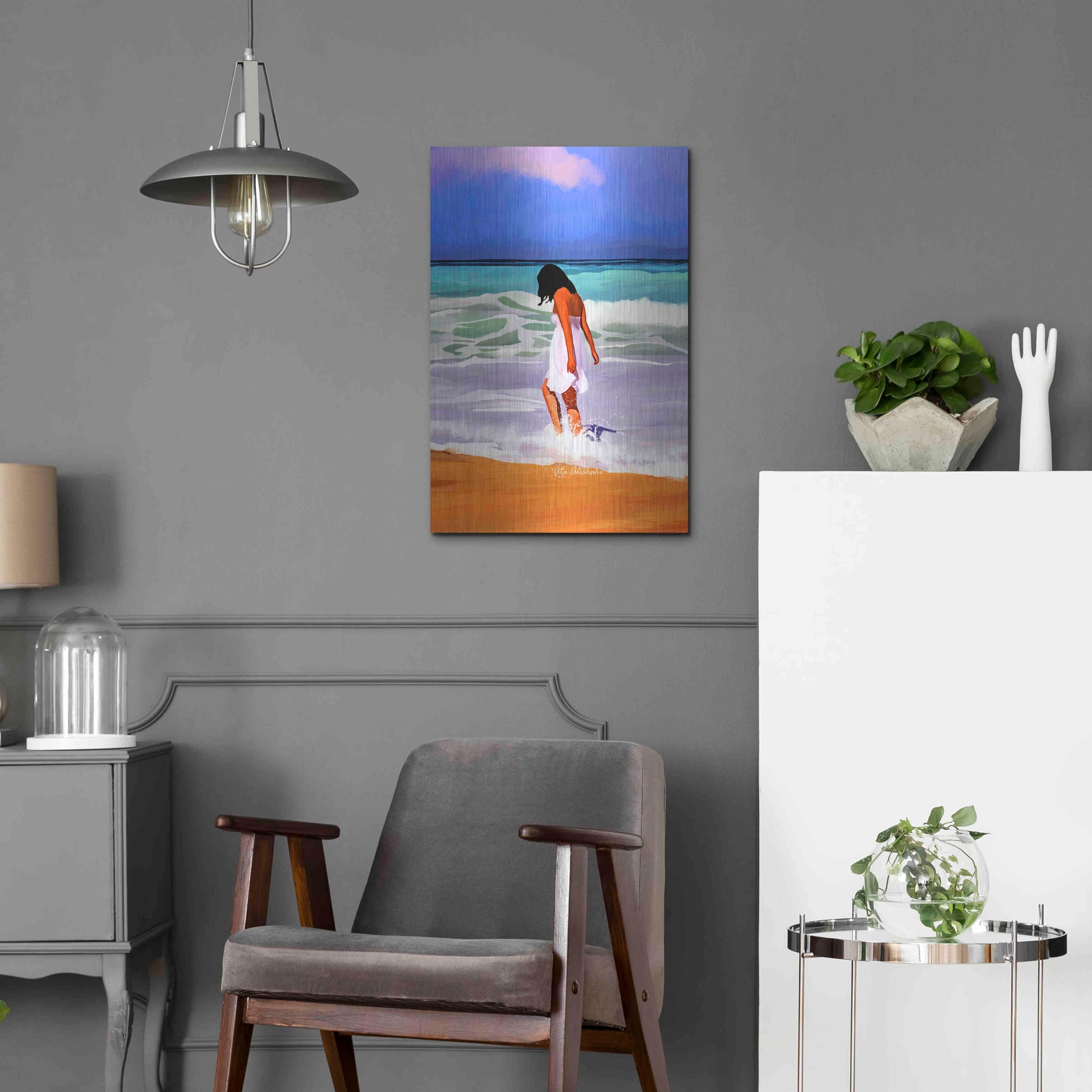 Luxe Metal Art 'Beach Day' by Ata Alishahi, Metal Wall Art,16x24