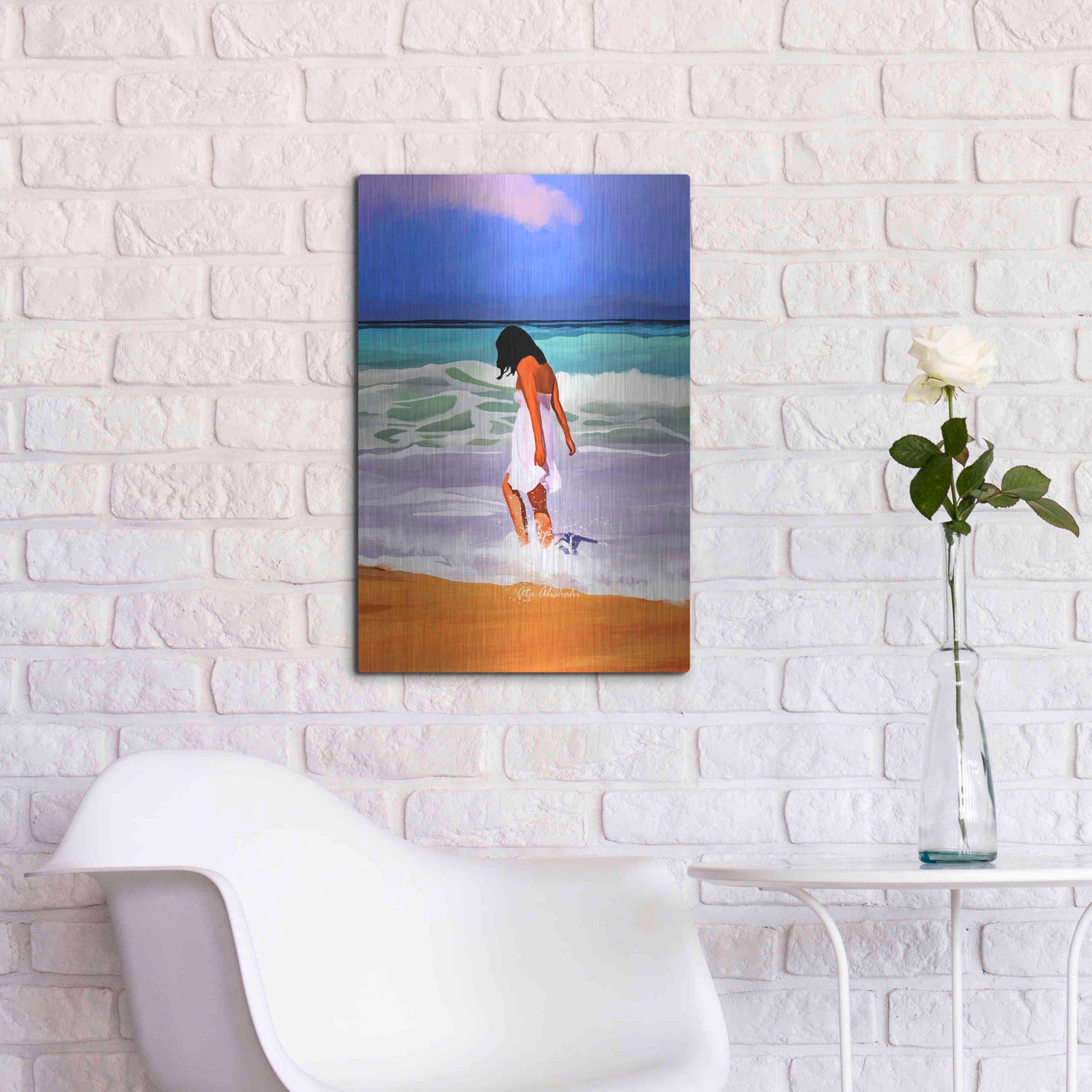 Luxe Metal Art 'Beach Day' by Ata Alishahi, Metal Wall Art,16x24