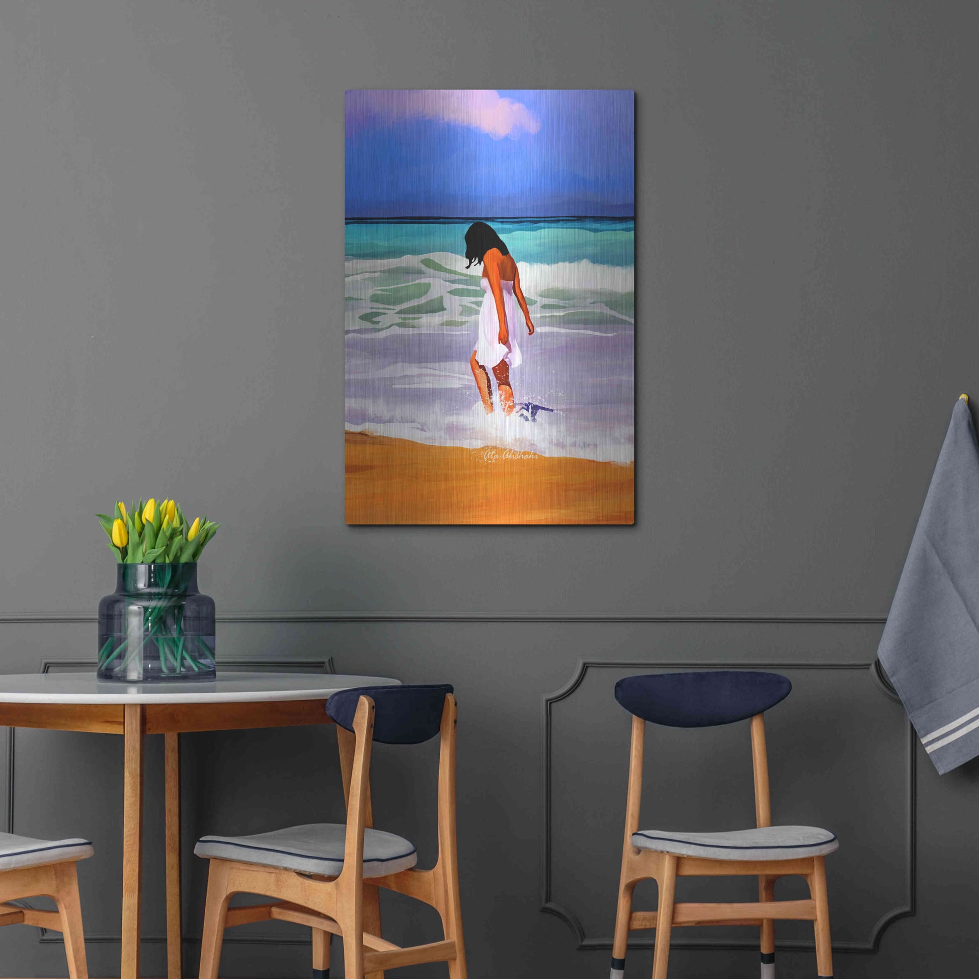 Luxe Metal Art 'Beach Day' by Ata Alishahi, Metal Wall Art,24x36