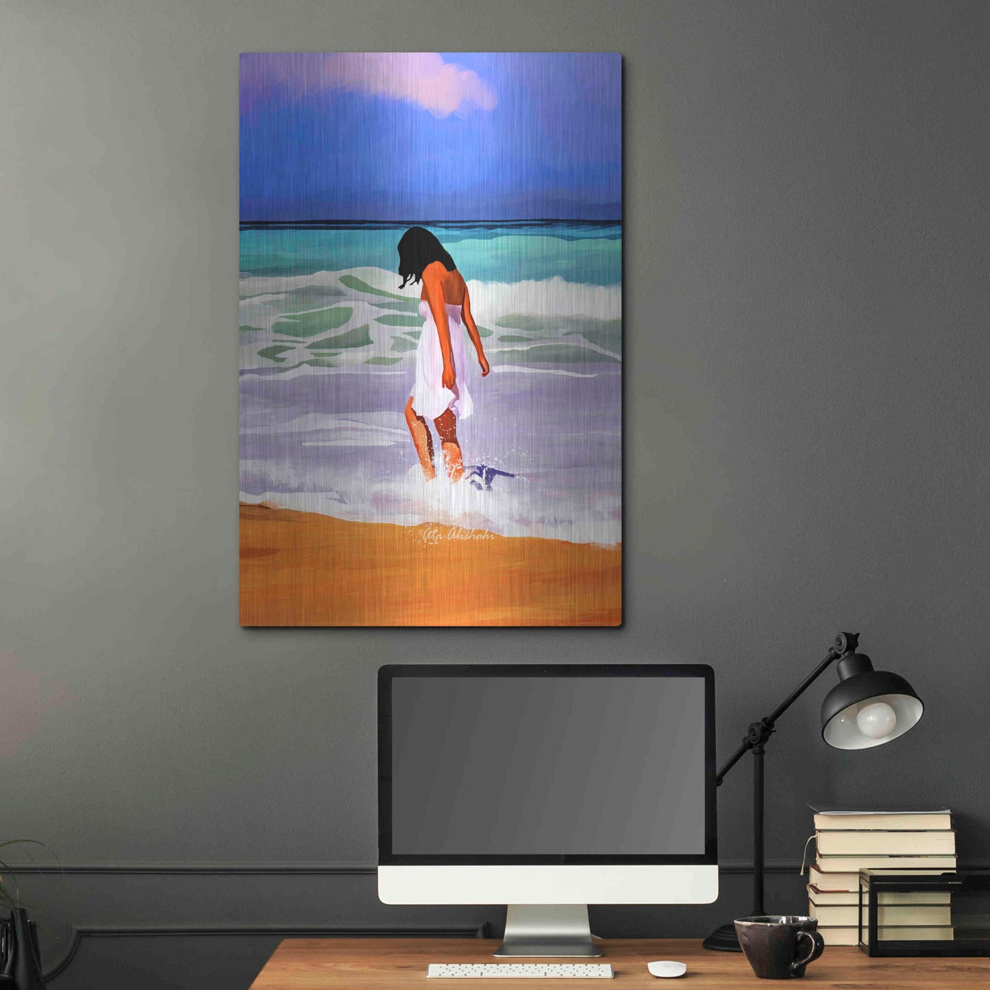 Luxe Metal Art 'Beach Day' by Ata Alishahi, Metal Wall Art,24x36