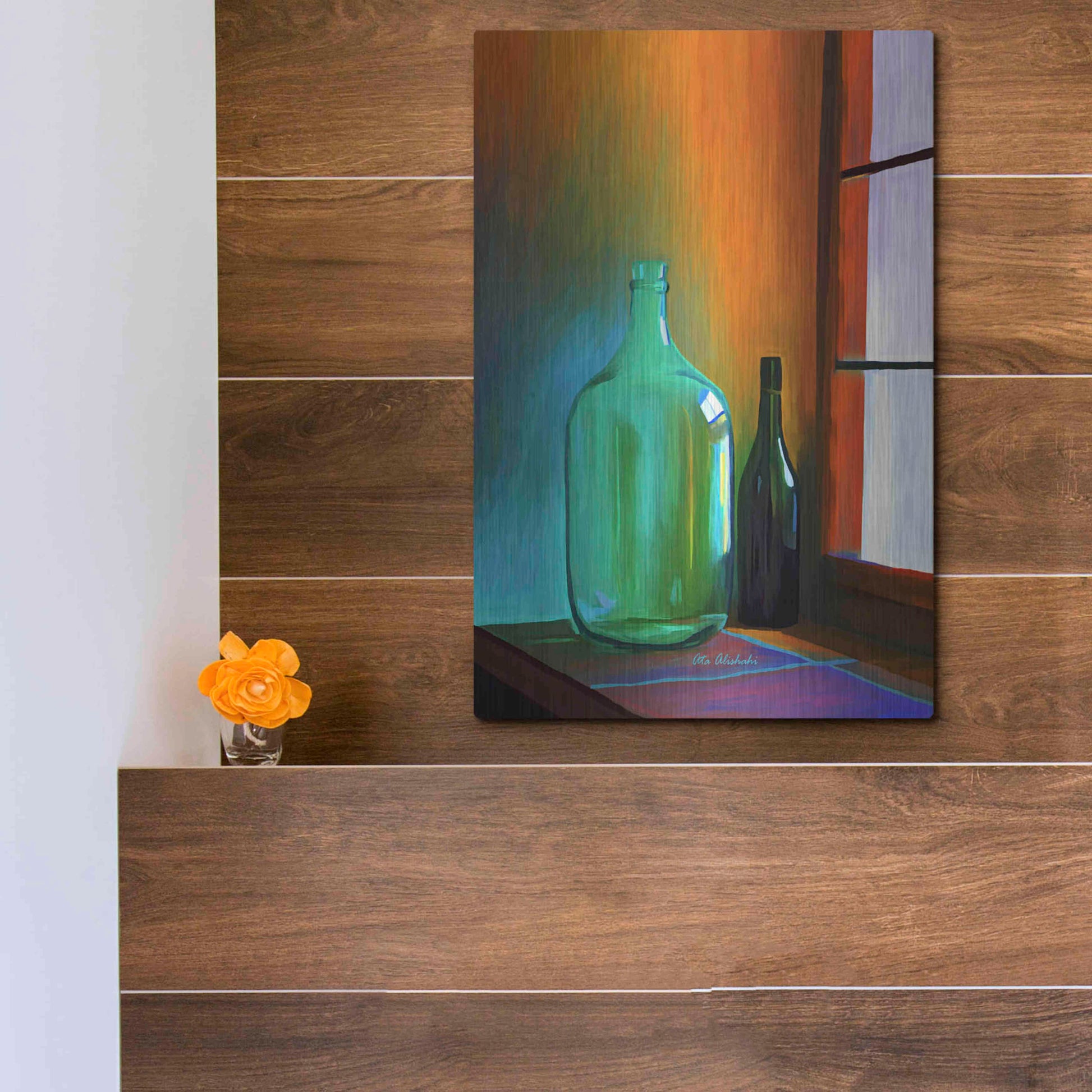 Luxe Metal Art 'Big Bottle' by Ata Alishahi, Metal Wall Art,12x16