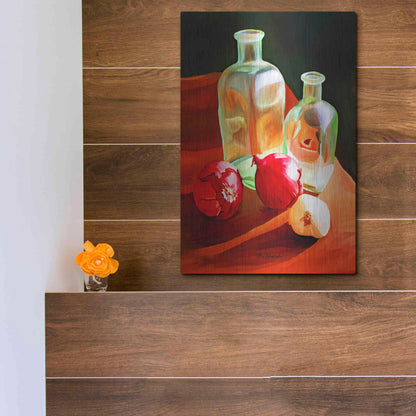 Luxe Metal Art 'Bottles And Onion' by Ata Alishahi, Metal Wall Art,12x16