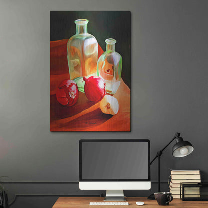 Luxe Metal Art 'Bottles And Onion' by Ata Alishahi, Metal Wall Art,24x36