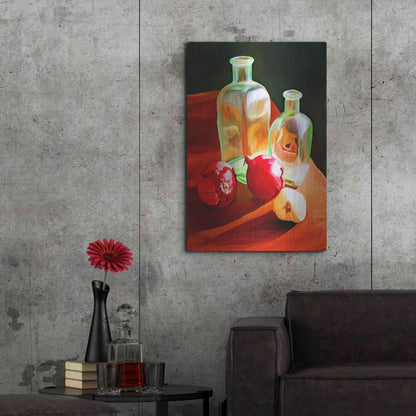 Luxe Metal Art 'Bottles And Onion' by Ata Alishahi, Metal Wall Art,24x36