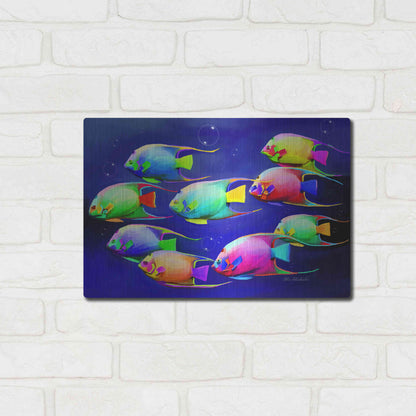 Luxe Metal Art 'Colorful Fishes 2' by Ata Alishahi, Metal Wall Art,16x12