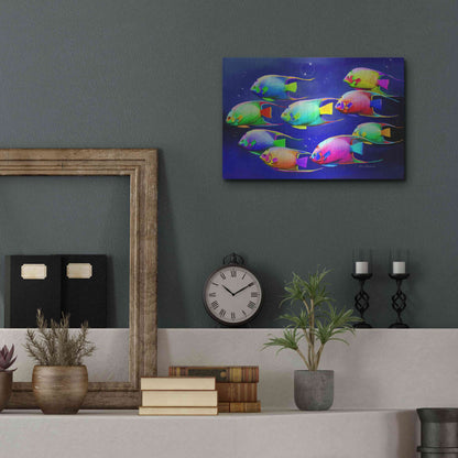 Luxe Metal Art 'Colorful Fishes 2' by Ata Alishahi, Metal Wall Art,16x12