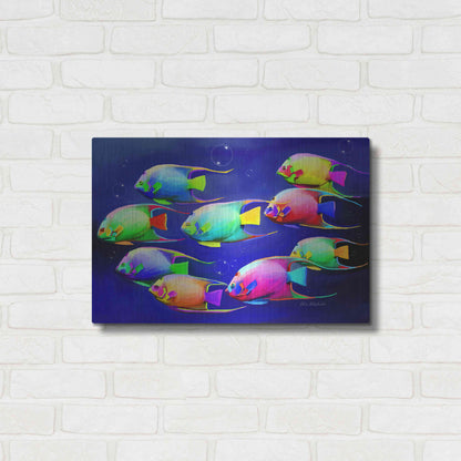 Luxe Metal Art 'Colorful Fishes 2' by Ata Alishahi, Metal Wall Art,24x16