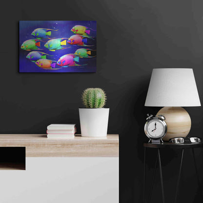 Luxe Metal Art 'Colorful Fishes 2' by Ata Alishahi, Metal Wall Art,24x16